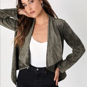 Wild at Heart Olive Green Vegan Suede Moto Jacket